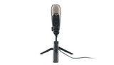 USB LARGE DIAPHRAGM CARDIOID CONDENSER MICROPHONE W/HEADPHONE OUTPUT, TRIPOD STAND AND 10’ USB CABLE