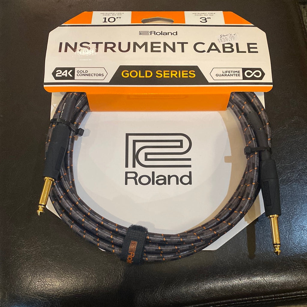 Roland Gold Series 10ft 1/4" to 1/4" Instrument Cable Starr's Guitars